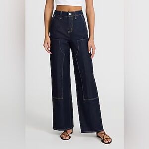 NWT Express stylish navy dark wash wide leg carpenter jeans.